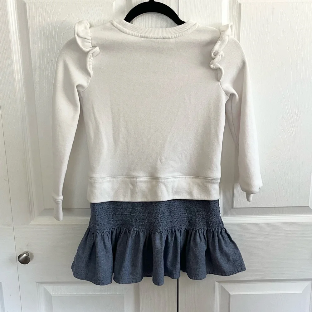 Ralph Lauren White and Blue Kids Ruffle Dress